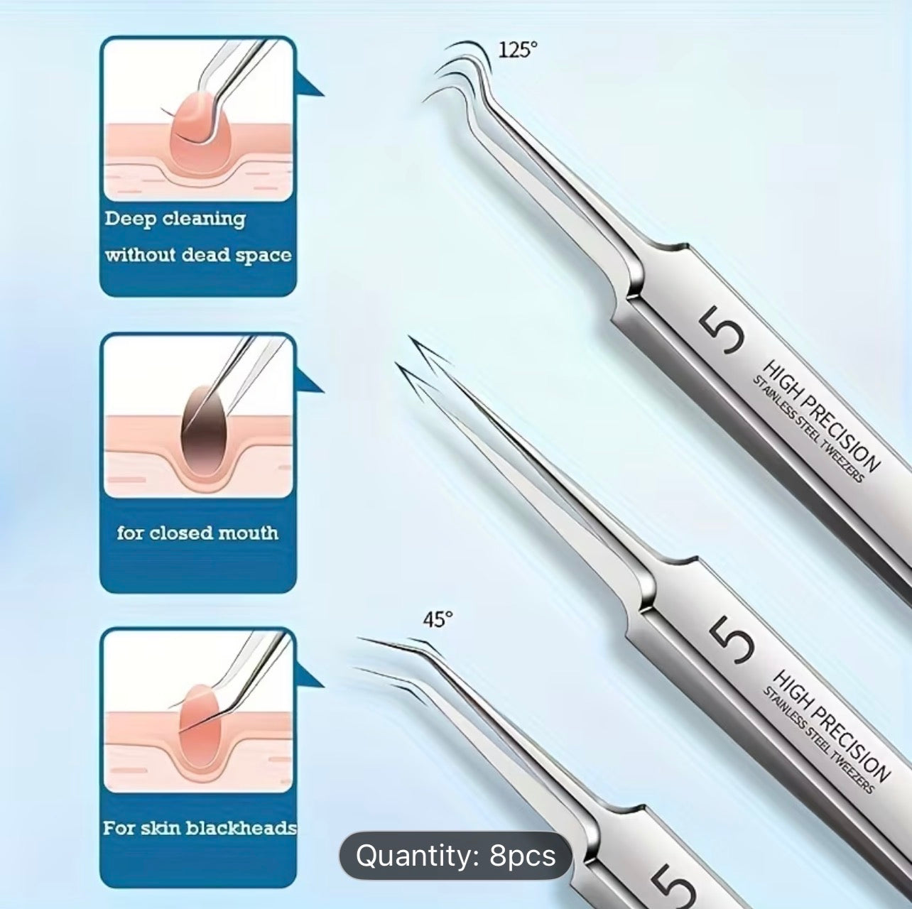 Professional Blackhead Remover Tool Kit 8 Pieces Stainless Steel Acne Extractor Set Deep Pore Cleaning Skincare for Men and Women 💖 - UltraChic
