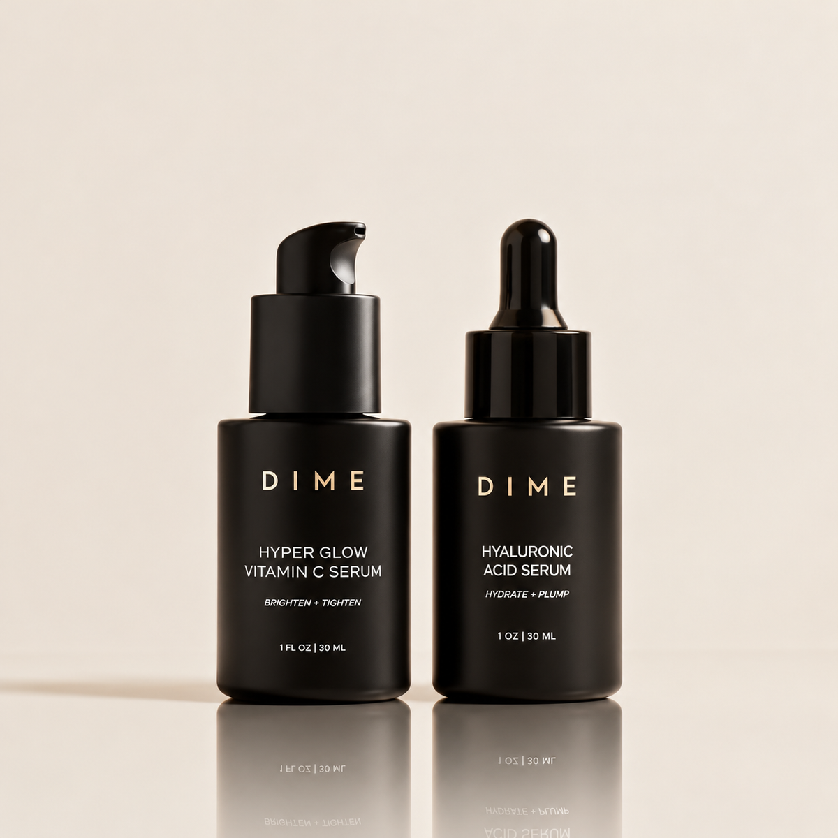 DIME Beauty Serum Set – Vitamin C & Hyaluronic Acid Face Serums, 2 x 30ml