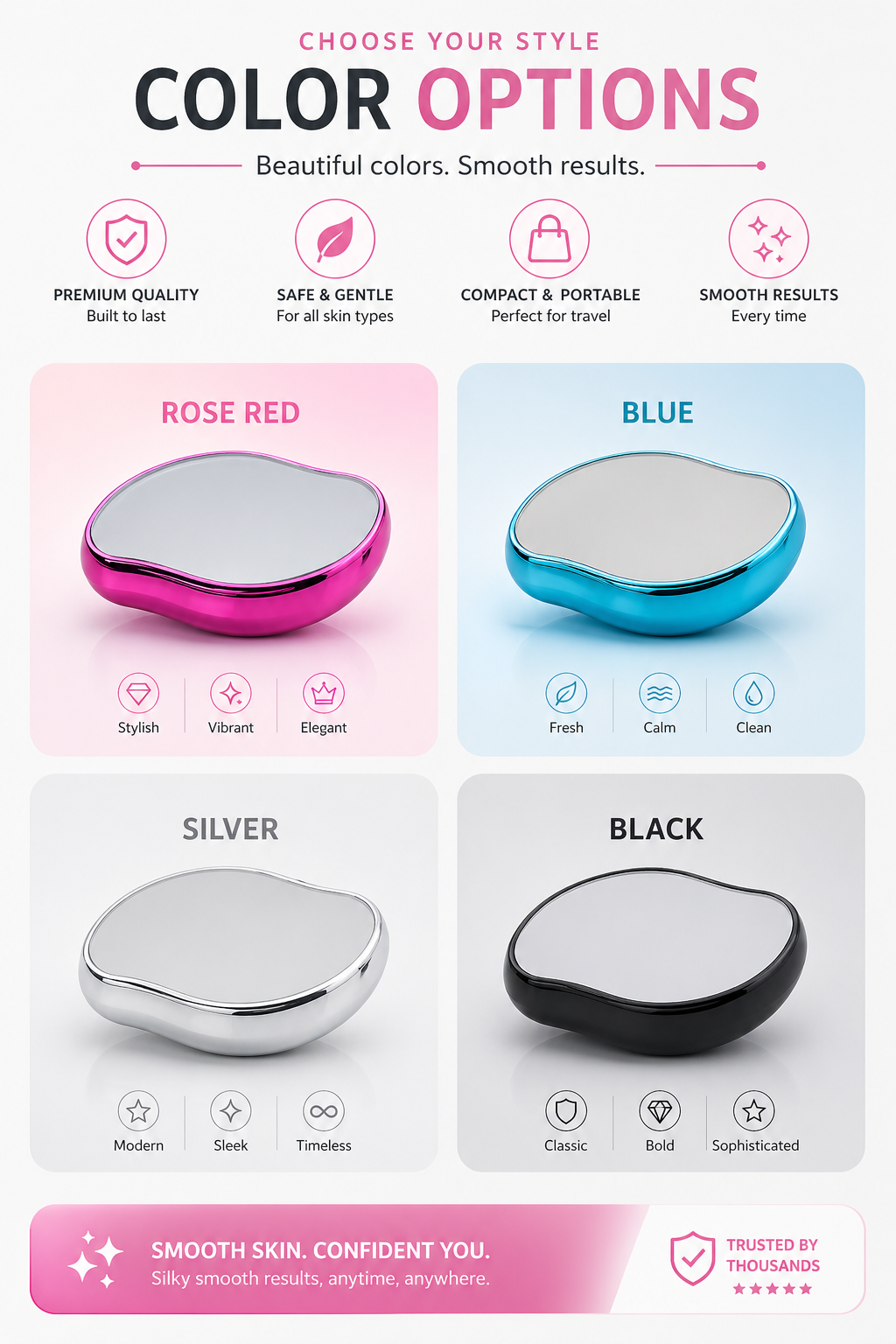 Crystal Hair Eraser Painless Reusable Smooth Skin Effortless Beauty All Season Women - UltraChic