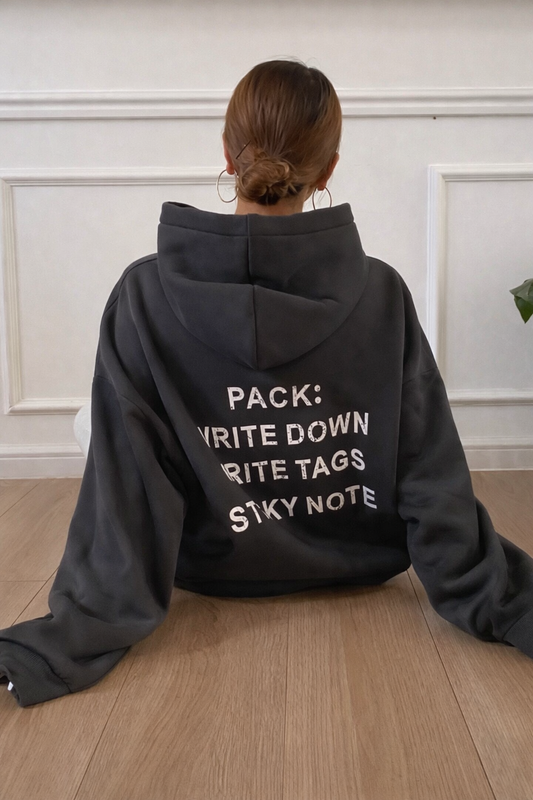 Women’s Slogan Print Oversized Hoodie – Cozy Fleece Autumn Winter Casual Top