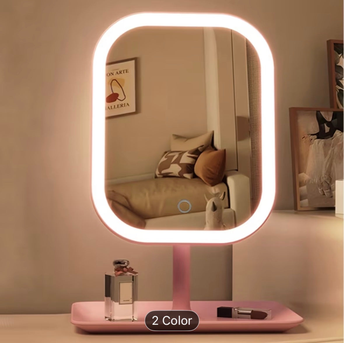 LED Makeup Mirror, Rechargeable Desktop Vanity Mirror with Lights, 3 Light Modes, Touch Control, Adjustable Brightness, Portable Lighted Beauty Mirror, Travel Vanity Cosmetic Mirror with Lights - UltraChic