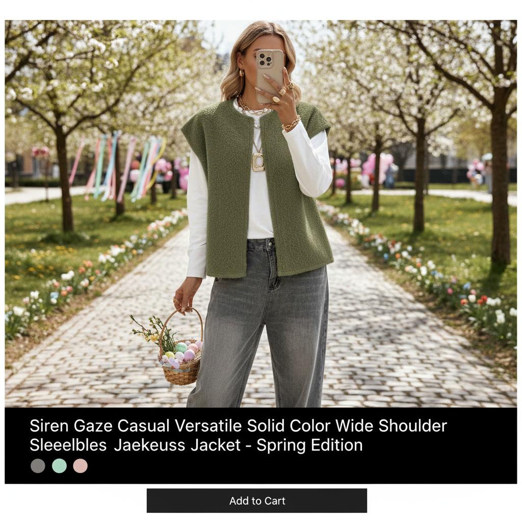 Women’s Casual Sleeveless Wide-Shoulder Jacket – Solid Color Versatile Fall & Spring Layering Vest - UltraChic