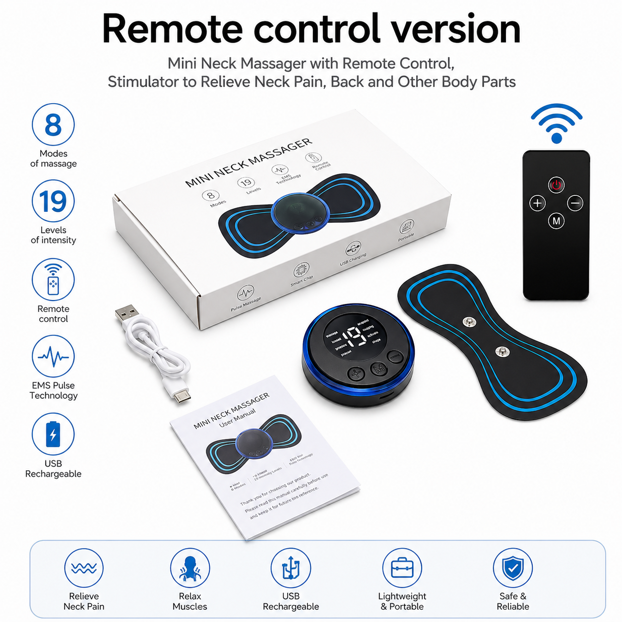 Wireless Body Massager Remote Control Full Body Relief Deep Relaxation Daily Comfort Unisex - UltraChic