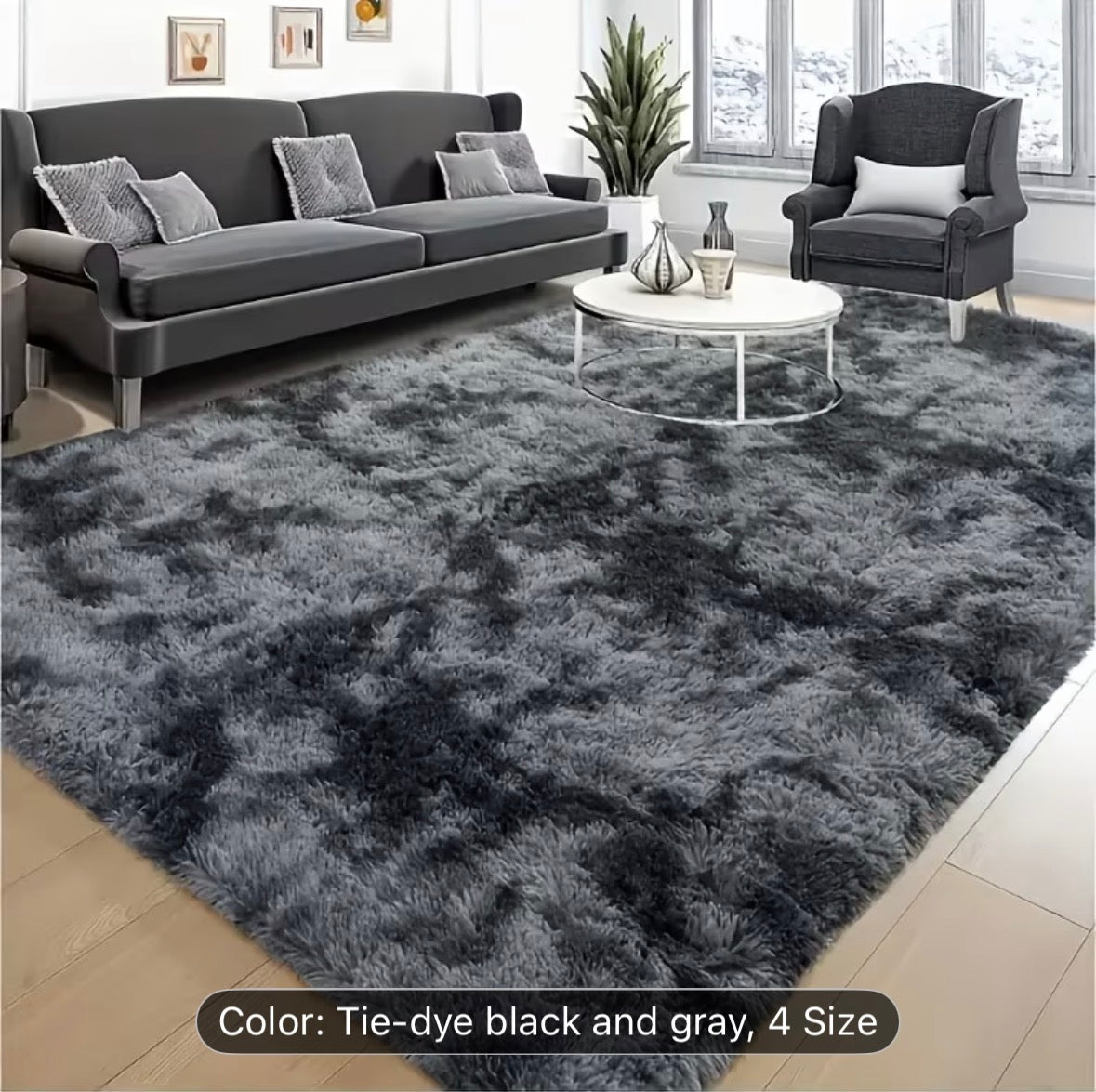 Plush Rectangular Area Mat – Soft Fluffy Non-Slip Rug for Living Room, Bedroom & Office – Easy-Clean Polyester Home Decor