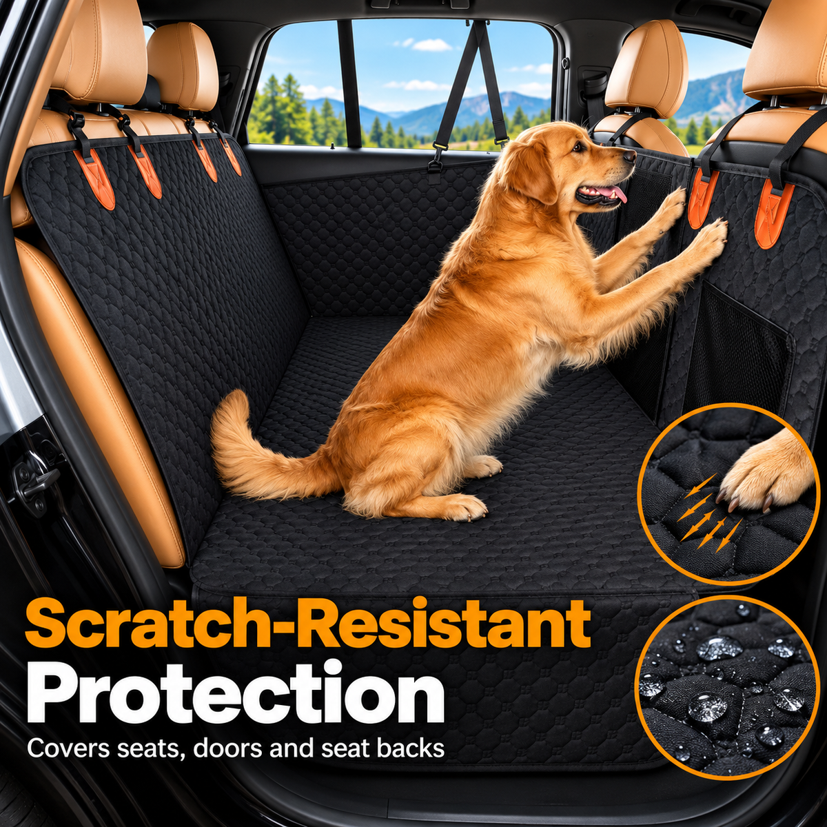 Dog Car Seat Cover – Waterproof Back Seat Protector for Pets