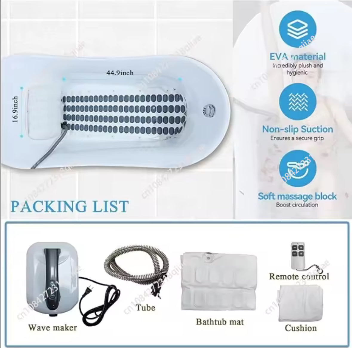 Bubble Bath Spa Massage Mat for Bathtub – Home Surfing Portable Jacuzzi Spa