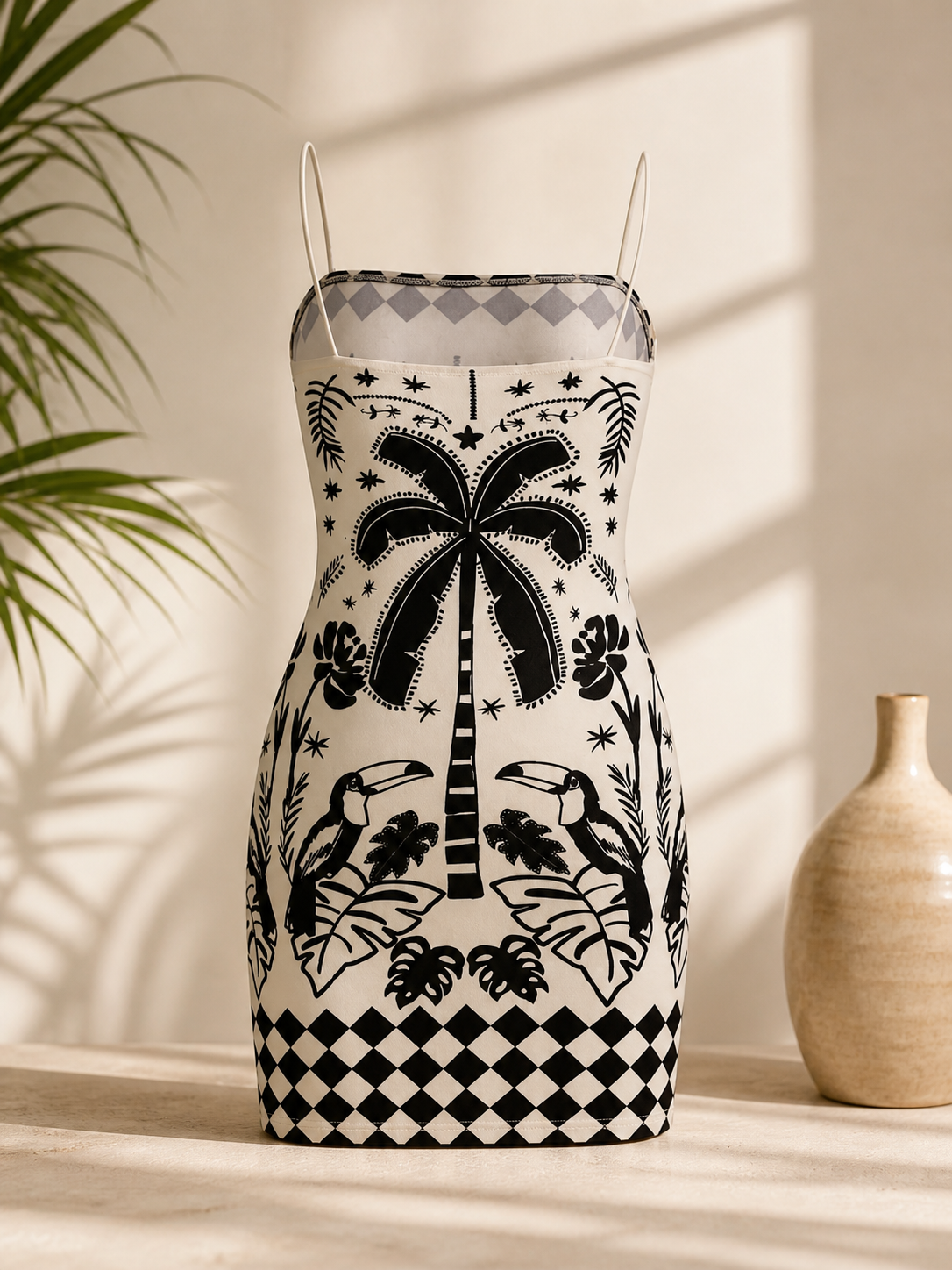 Boho Print Mini Dress Slim Fit Bodycon Summer Vacation Outfit for Women - UltraChic