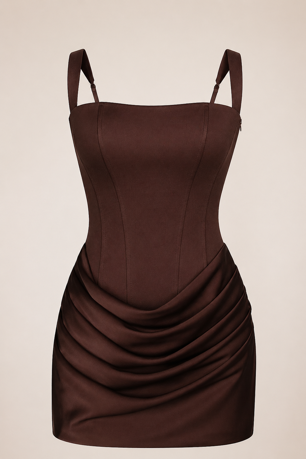 Satin Bodycon Mini Dress Ruched Sculpted Fit Effortless Elegant Sexy Night Look Summer Women