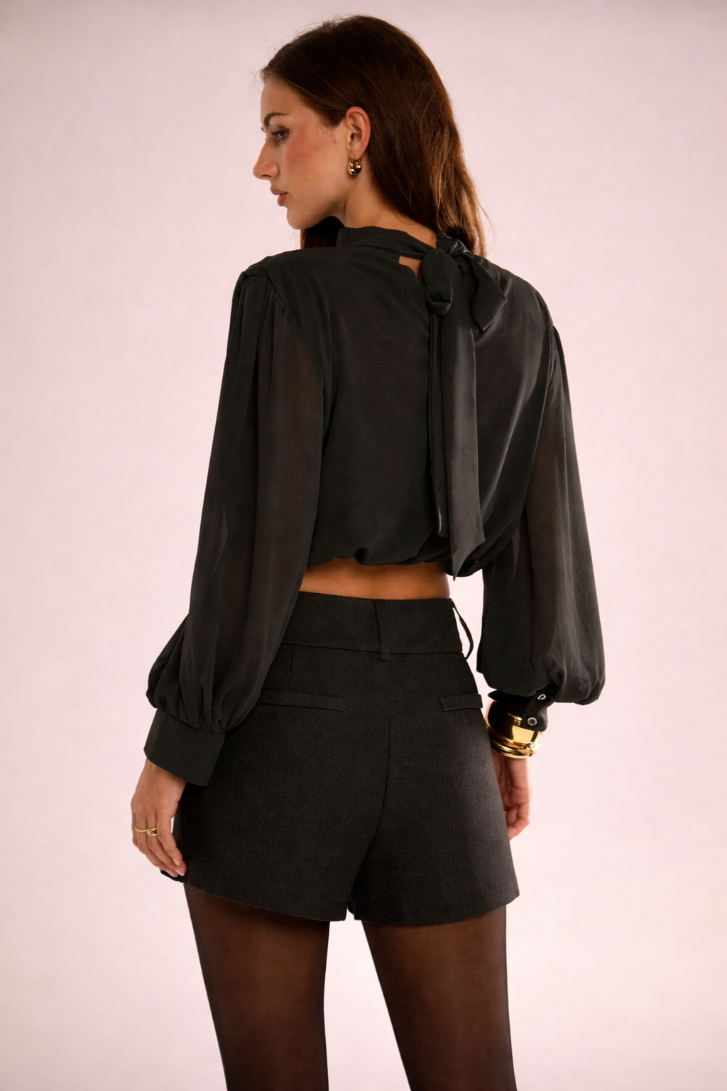 Women’s Chiffon Twist Knot Blouse – Pleated Swing Collar Elegant Spring Summer Top - UltraChic