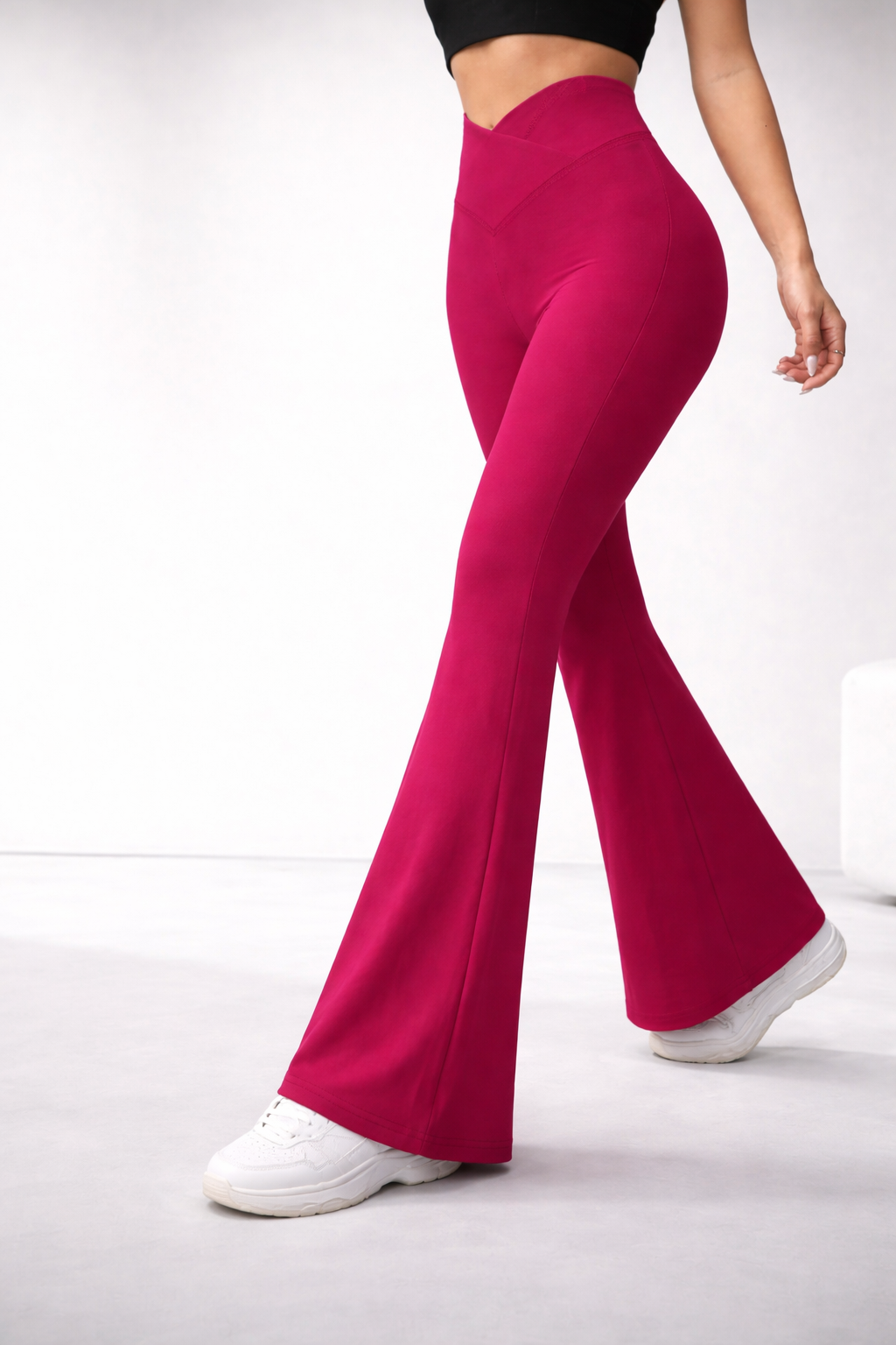 Women’s Criss-Cross Waist Flare Pants – Sculpting All-Season Activewear - UltraChic