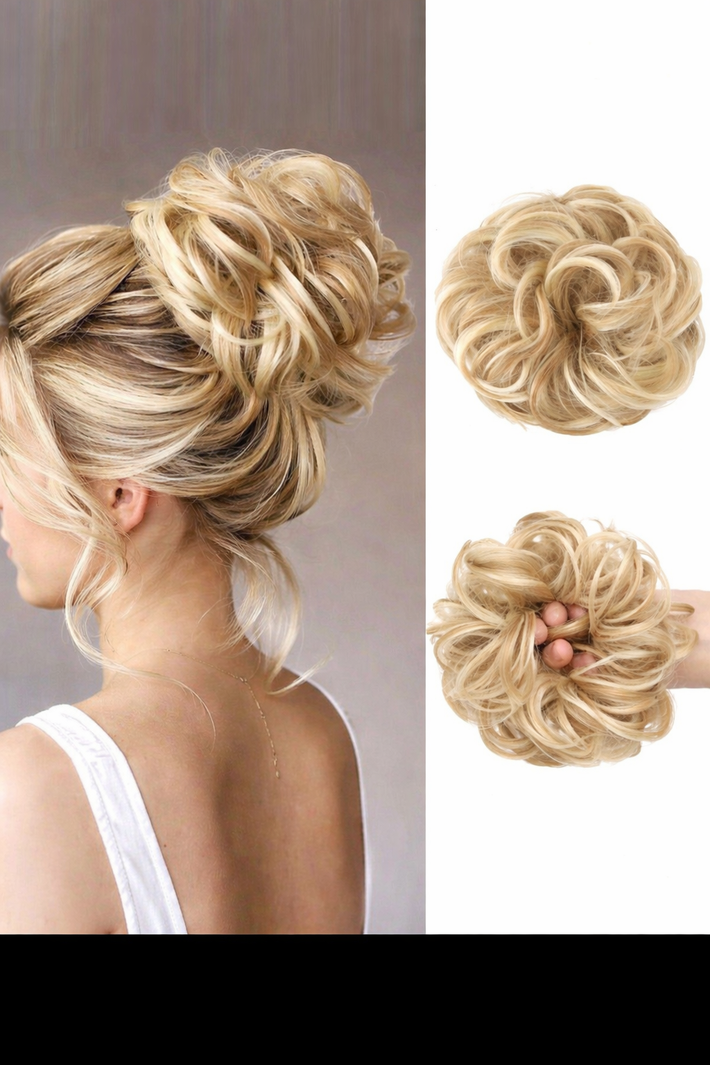 Messy Bun Hair Piece Scrunchie – Wavy Curly Synthetic Chignon Ponytail Thick Updo Hair Extension for Women - UltraChic