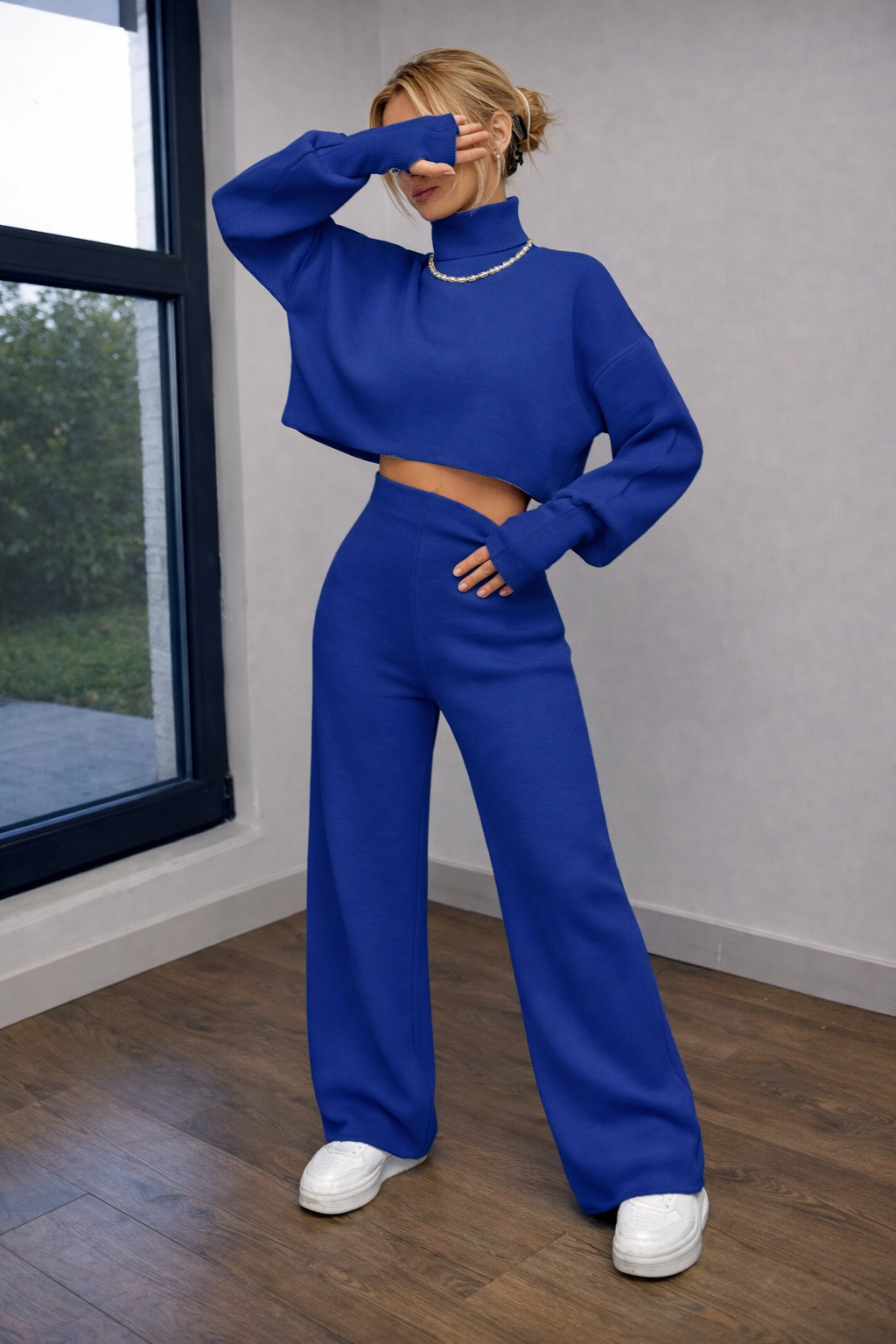 Women’s Turtleneck Crop Top Set – Cozy Autumn Winter Casual Outfit