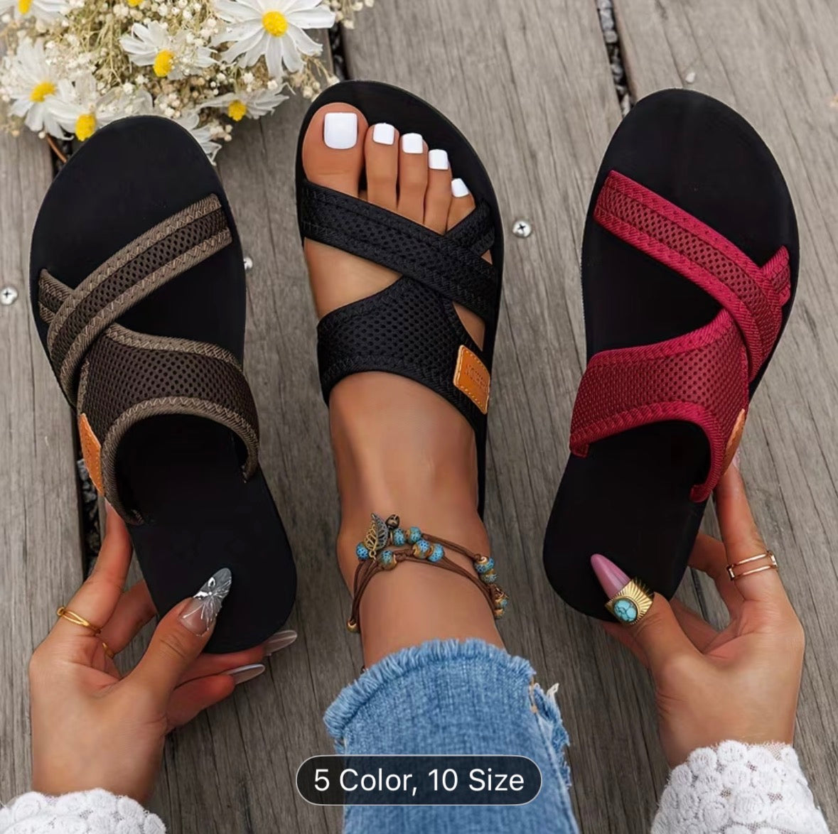 Women’s Sport-Style Sandals – Breathable Mesh, Comfortable & Versatile Flat-Soled Slippers