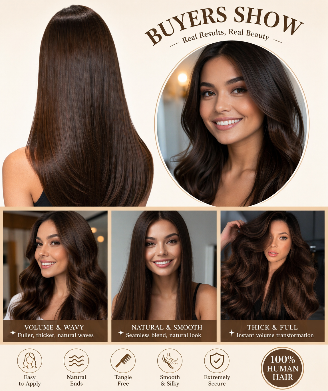 Human Hair Microlink Extensions 50 Strands – Silky Straight Micro Loop Light Brown Hair Extensions for Women