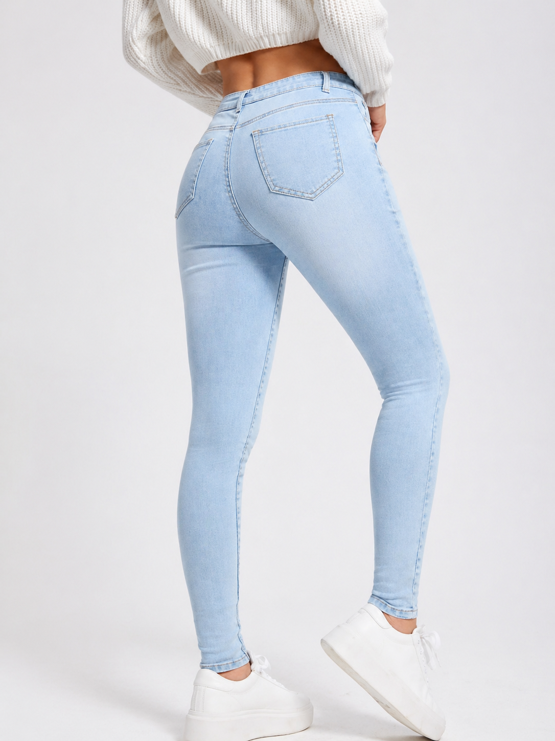 Skinny Denim Jeans High Waist Sculpting Fit Flattering Body Shape All Season Women