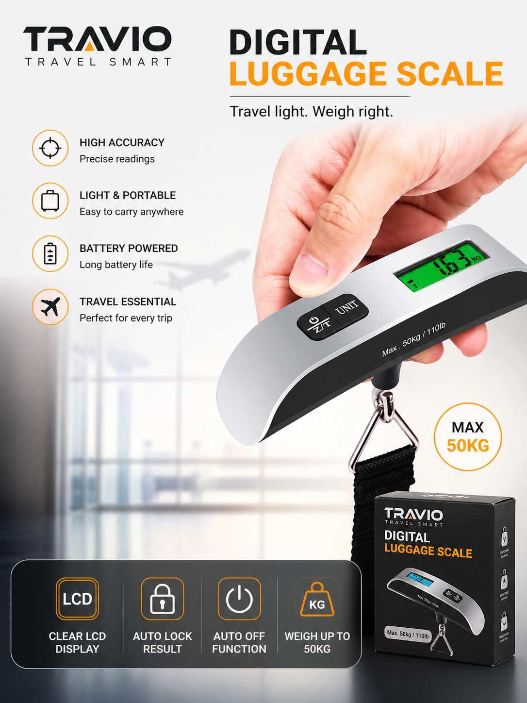Digital Luggage Scale High Accuracy Portable Design Stress-Free Travel All Season Unisex - UltraChic