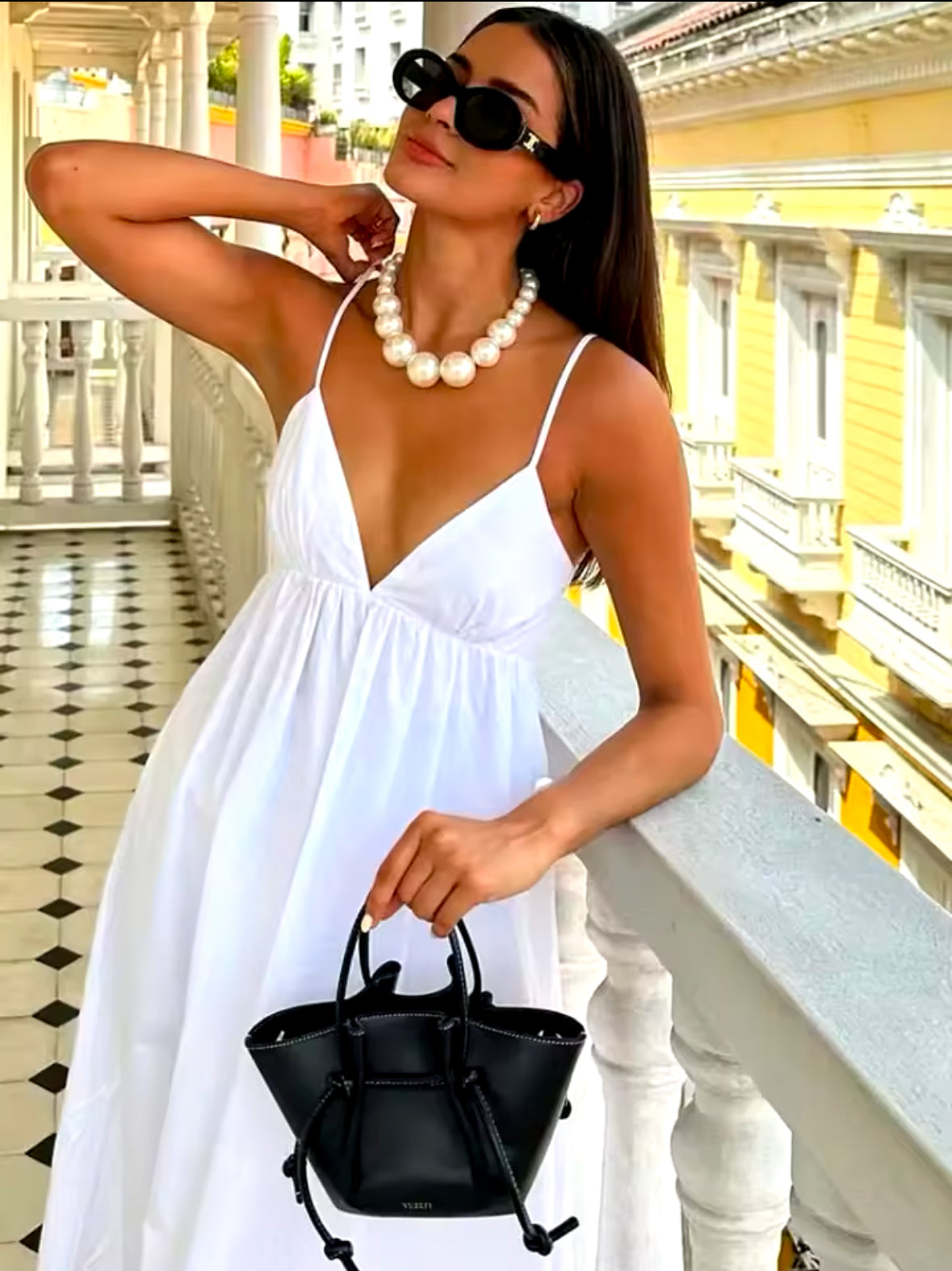ZBZA Women’s Backless Midi Dress – V Neck, High Waisted, Loose Fitting A-Line Skirt – Chic Pullover Solid Color Camisole for Stylish Summer Look