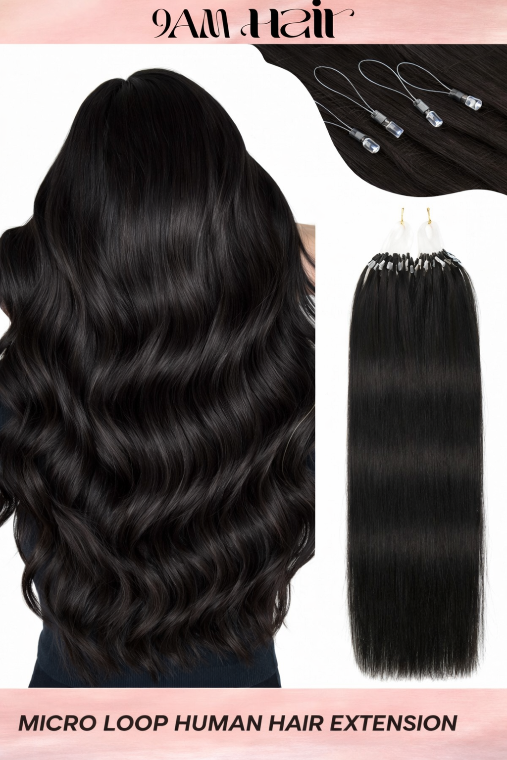 Human Hair Microlink Extensions 50 Strands – Silky Straight Micro Loop Light Brown Hair Extensions for Women