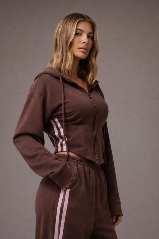 Women’s Cinched Waist Balloon Sleeve Hoodie – Contrast Piping Casual Winter Loungewear Sweatshirt - UltraChic