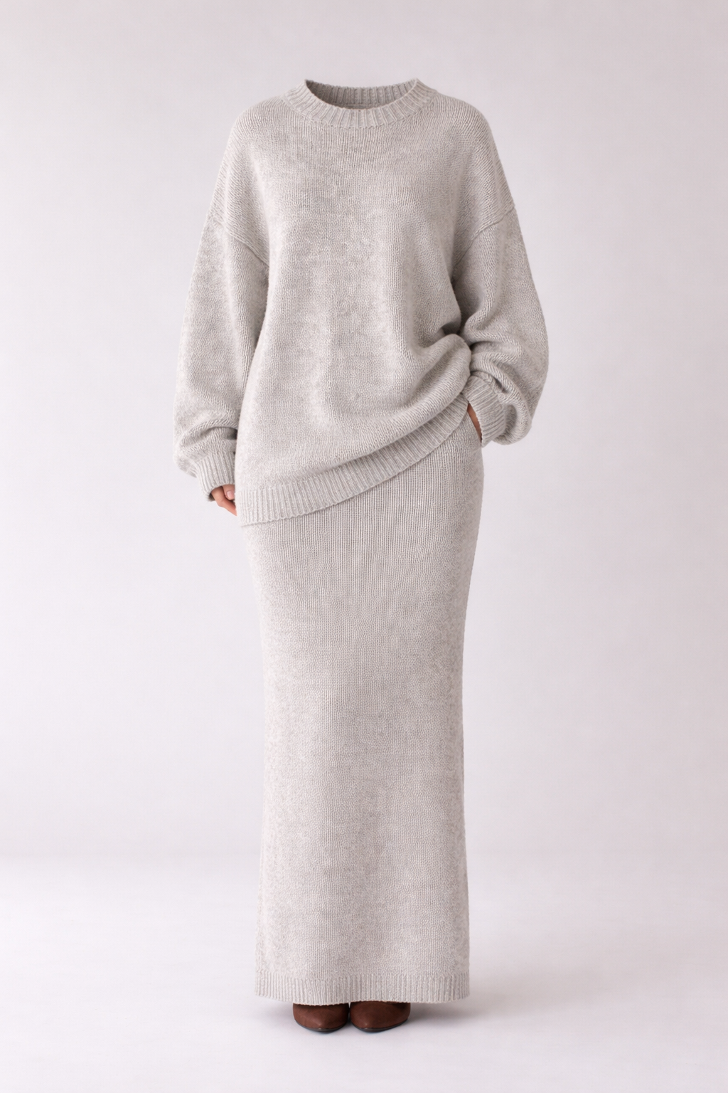 Oversized Knit Jumper & Maxi Skirt Set – Cool Girl Winter Look - UltraChic