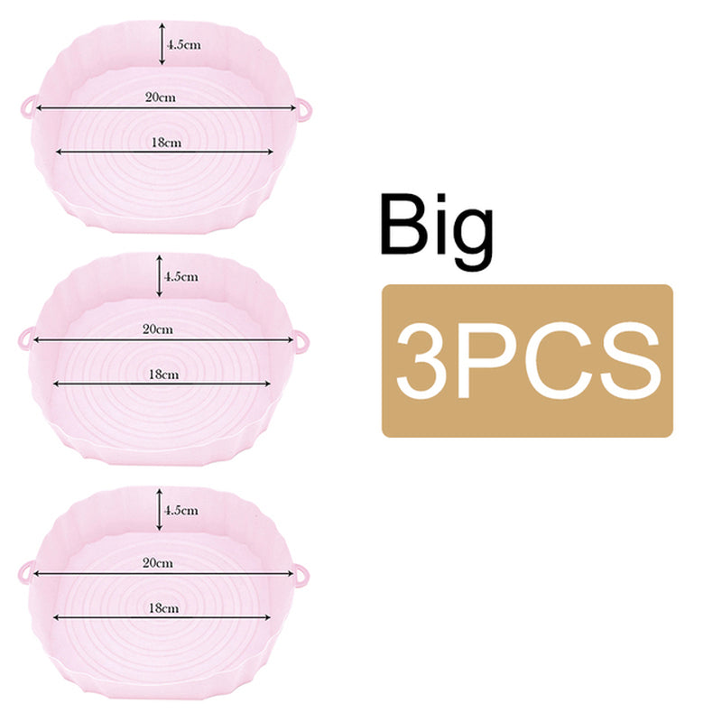 1/2/3PCS Reusable Air Fryer Silicone Pot Oven Baking Tray Airfryer Silicone Basket Pizza Fried Chicken Grill Pan Mat for Kitchen - UltraChic