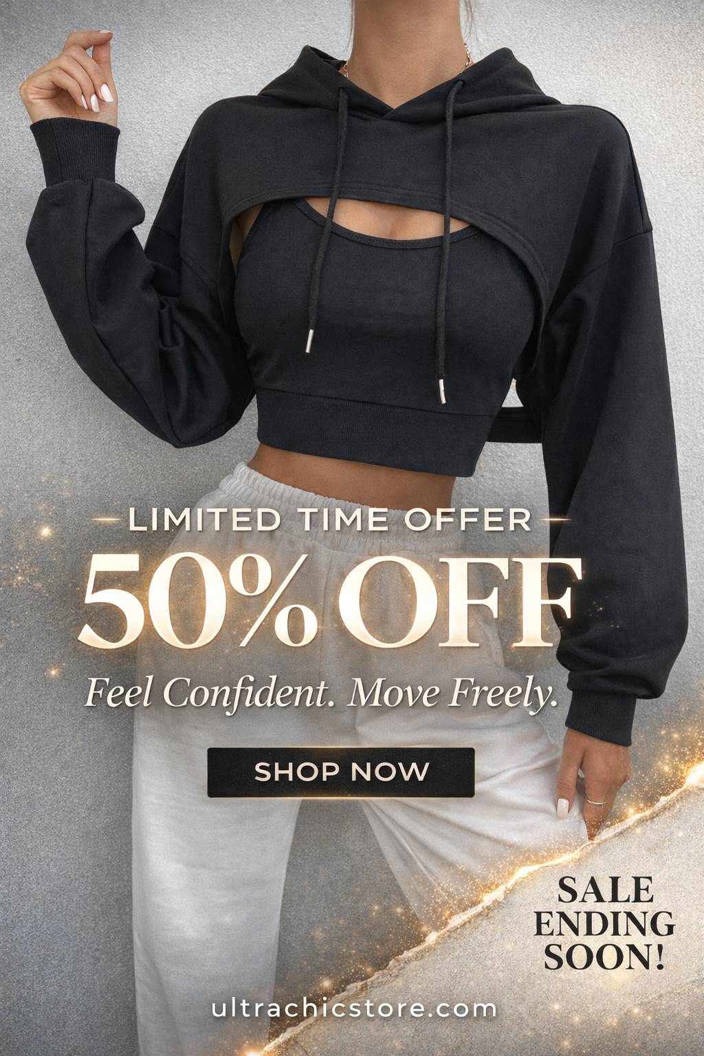 Women’s Super Crop Hoodie – Drop Shoulder Drawstring Fall Casual Streetwear Pullover - UltraChic