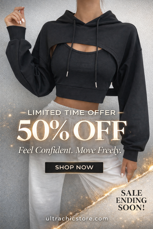 Women’s Super Crop Hoodie – Drop Shoulder Drawstring Fall Casual Streetwear Pullover - UltraChic