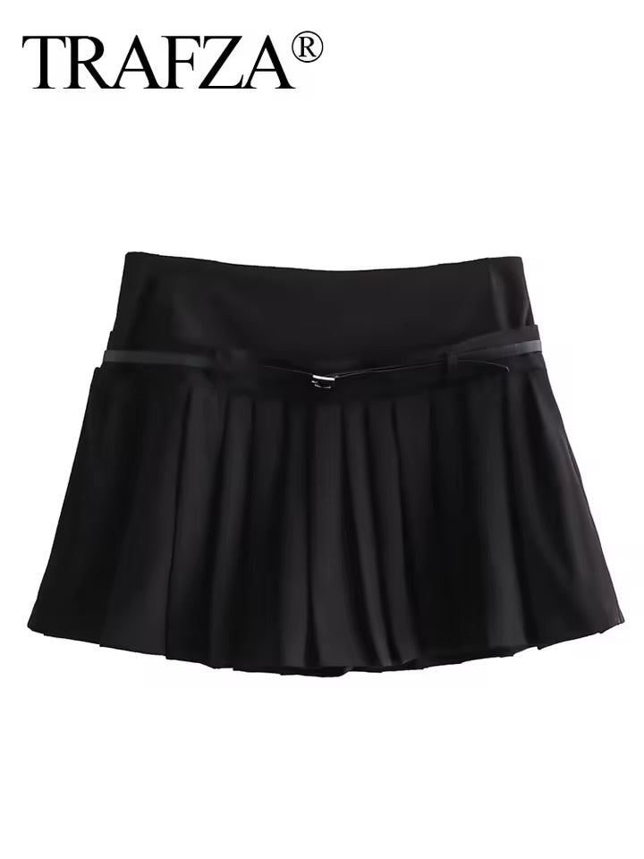 INDEFEIR Summer Pleated Mid-Length Skirt – Solid Color, Side Zipper Chic
