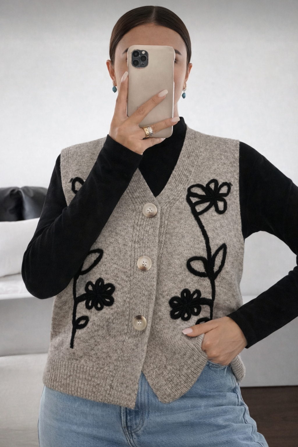 Women’s Leopard Knit Vest – Elegant Autumn/Winter Sleeveless Office Layer