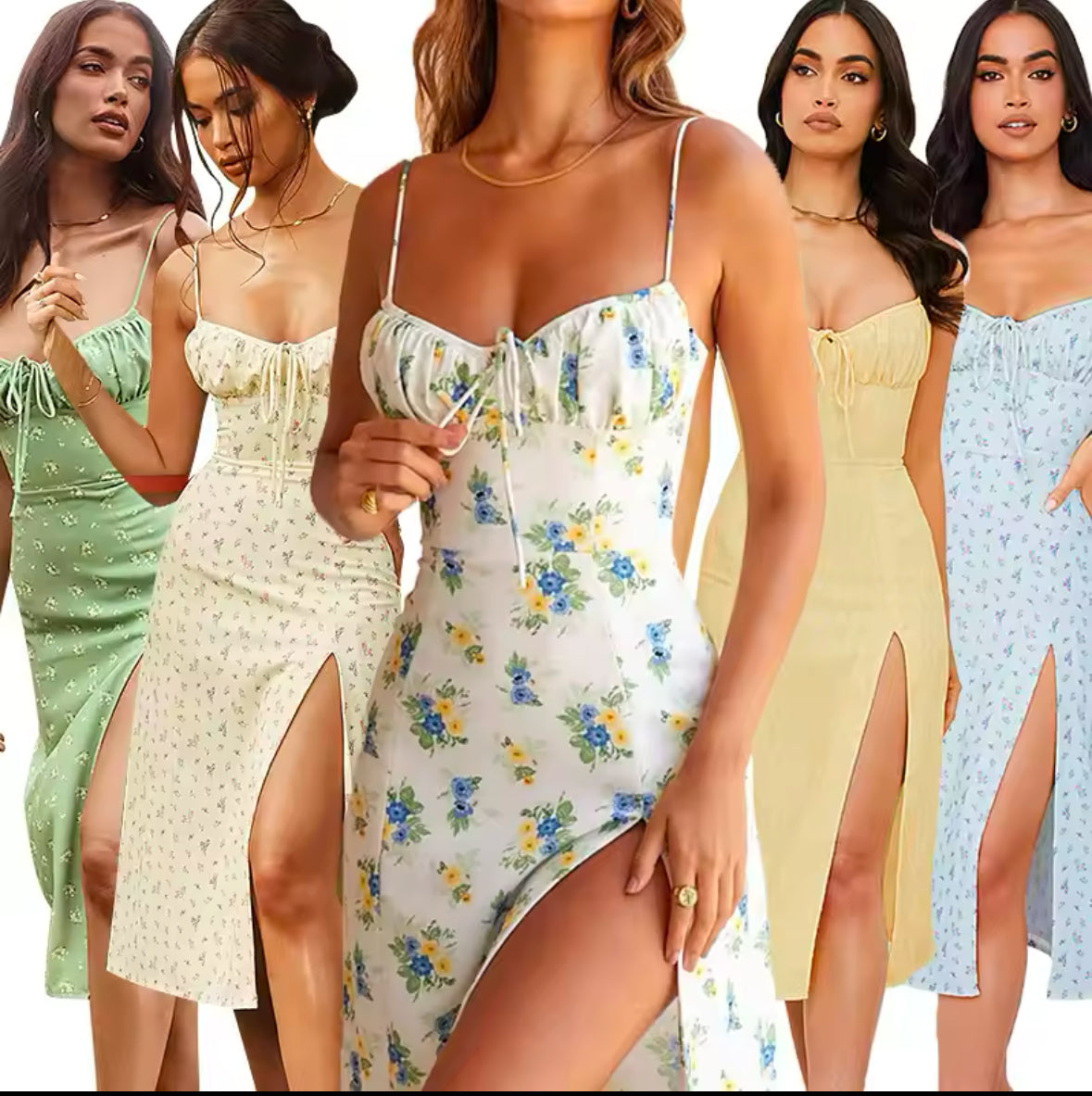 Elegant Floral Beach Vacation Bodycon Dress for Women – 2024 Summer Long Dress, Streetwear Fashion Wholesale Items for Business