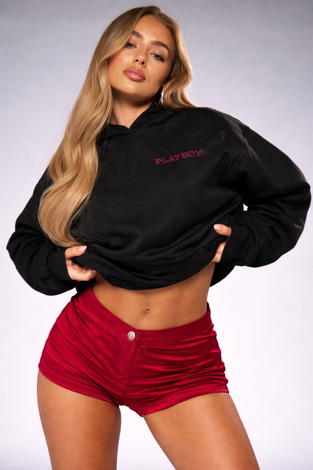 Women’s Oversized Rhinestone Logo Hoodie – Sparkly Winter Streetwear Essential