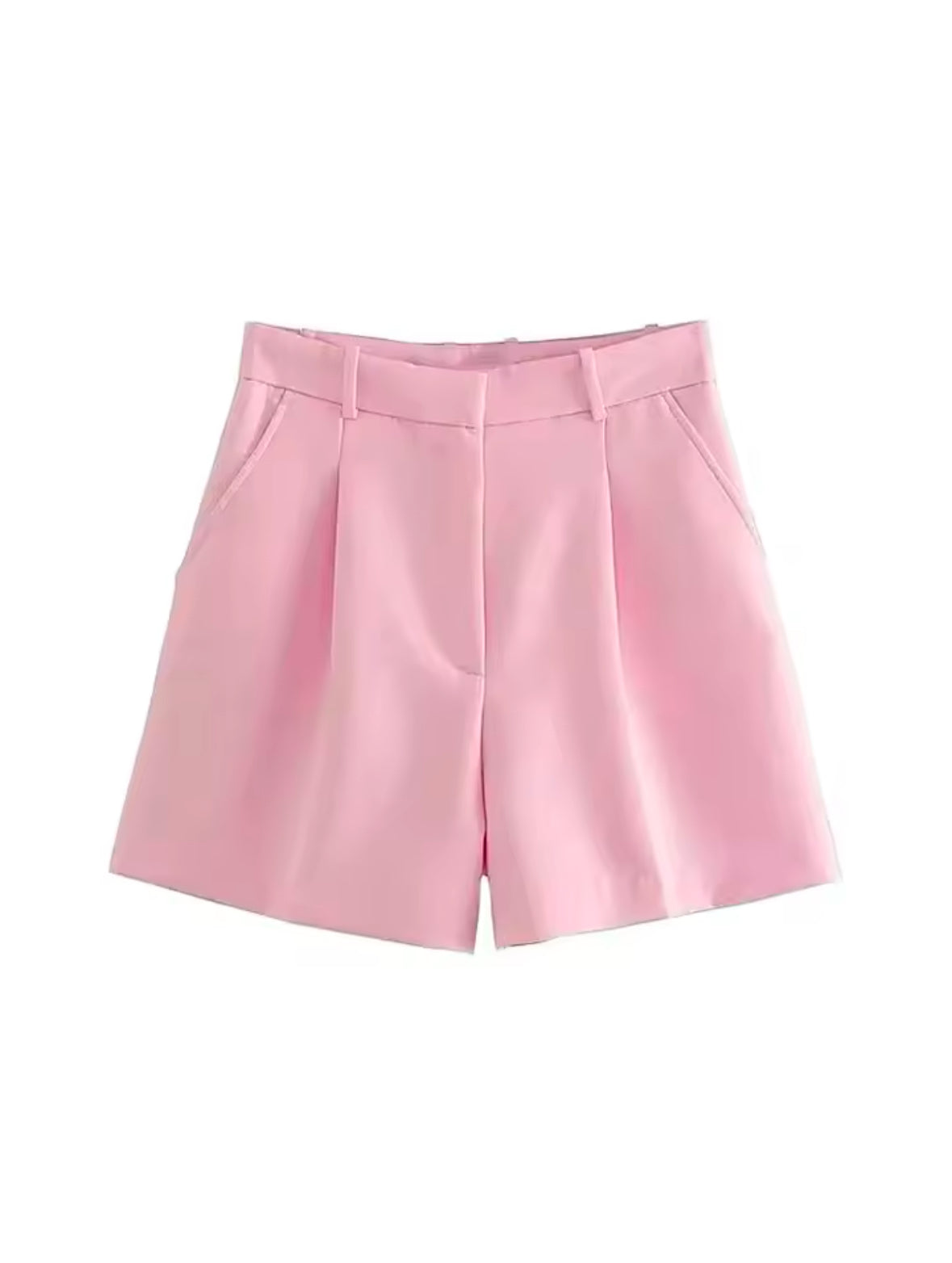 High Waist Bermuda Shorts for Women – Vintage Style with Side Pockets & Zipper Fly – Trendy Summer Fashion