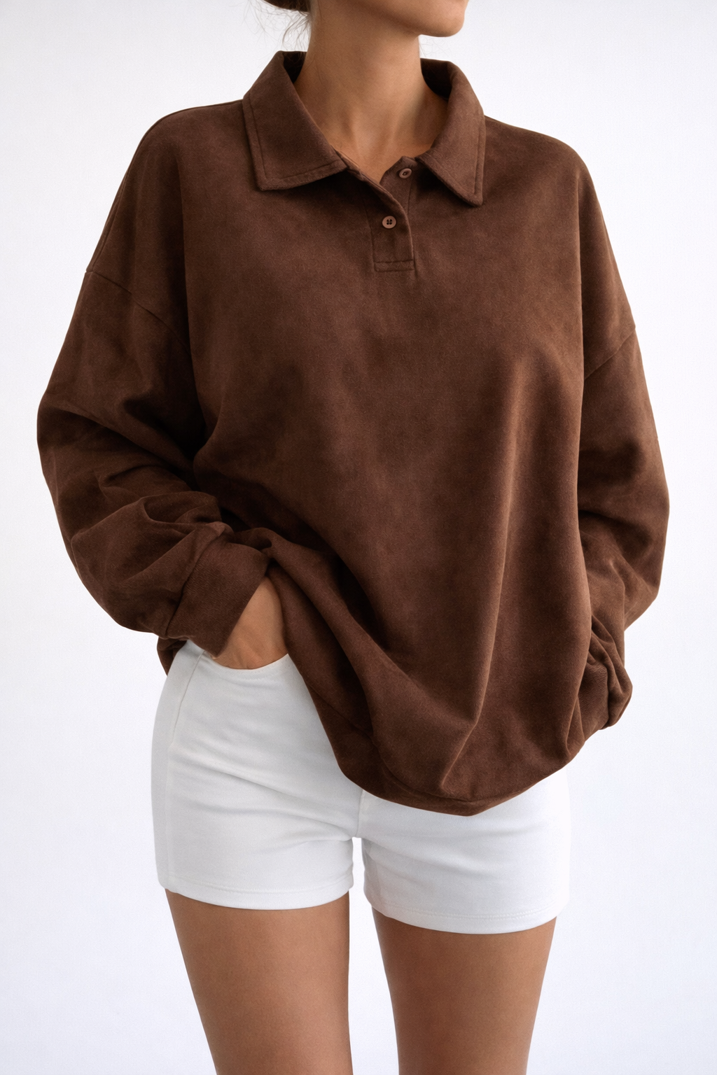 Women’s Loose Brown Sweatshirt – Cozy Autumn Winter Casual Essential