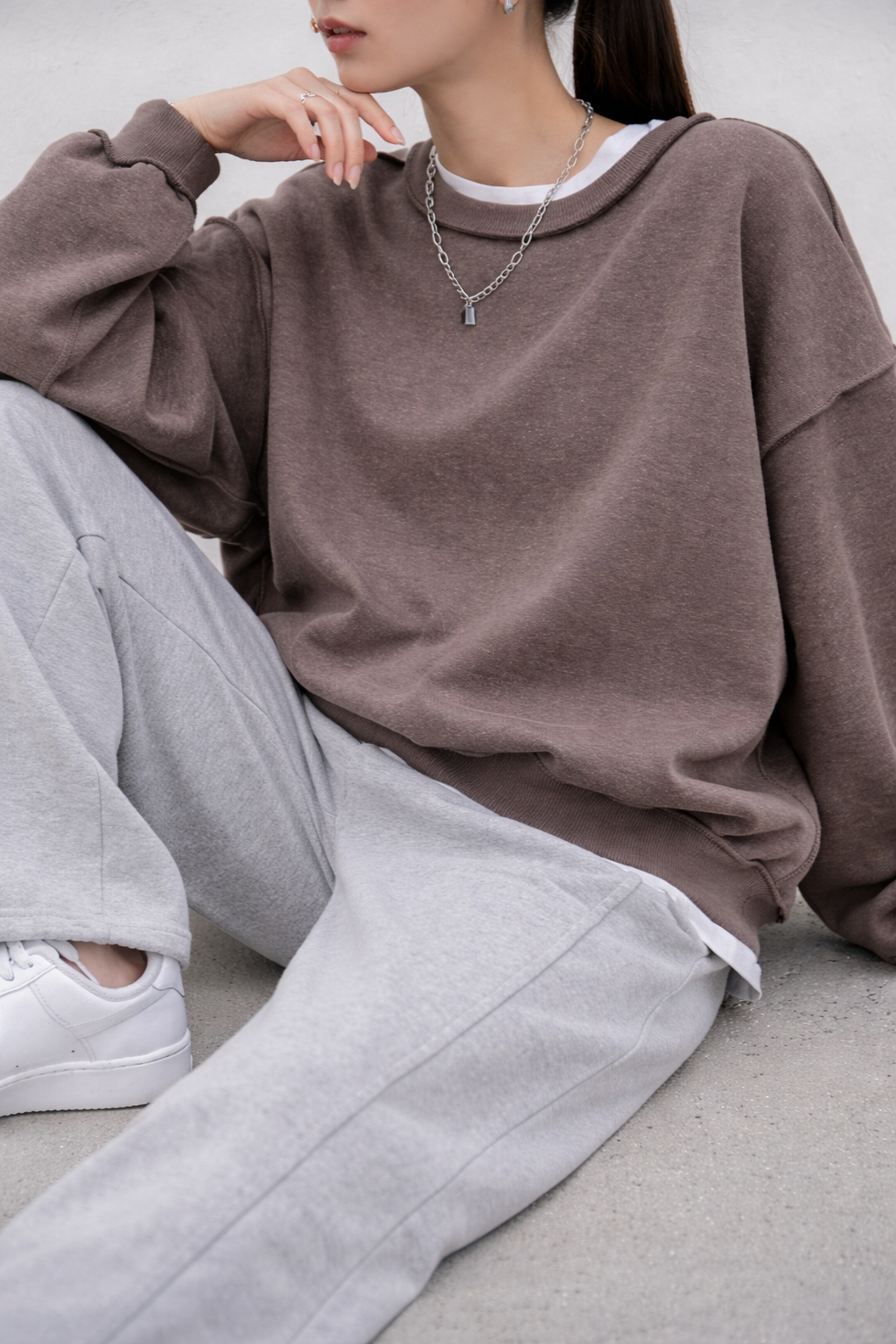 Women’s Stitch Detail Oversized Sweatshirt – Autumn Winter Casual Streetwear