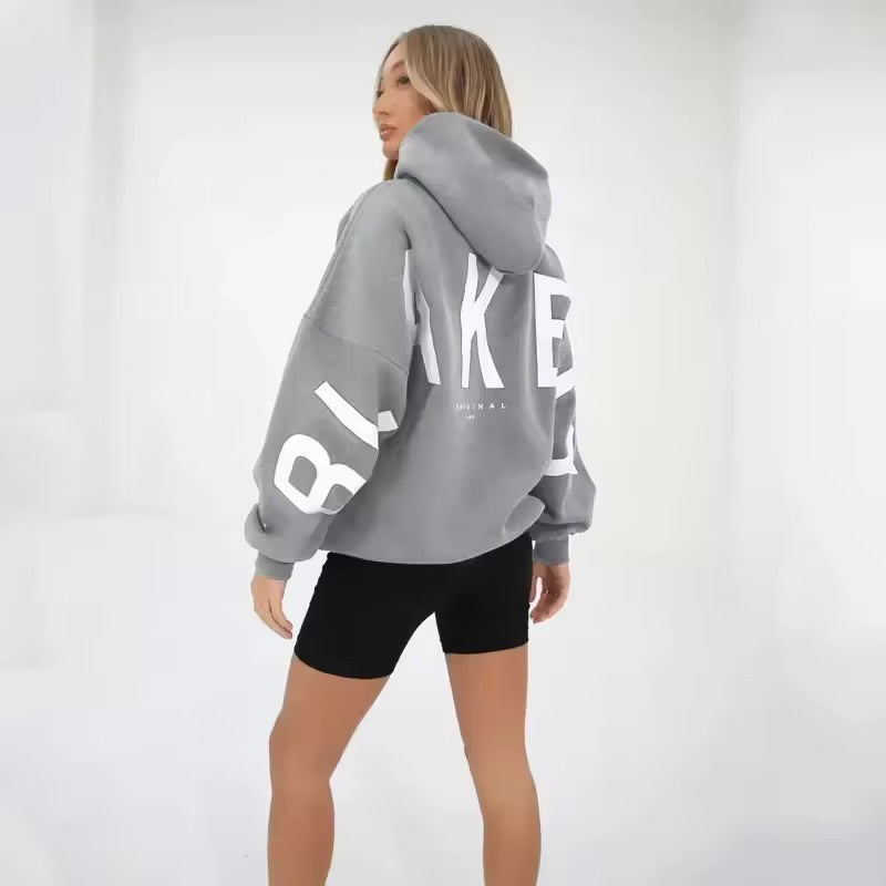 INAWLY Women’s Hooded Thermal Sweatshirt – Lined Oversized Zip-Up Hoodie with Pockets, 3/4 Sleeves, Drop Shoulder Casual Fall/Winter Jacket