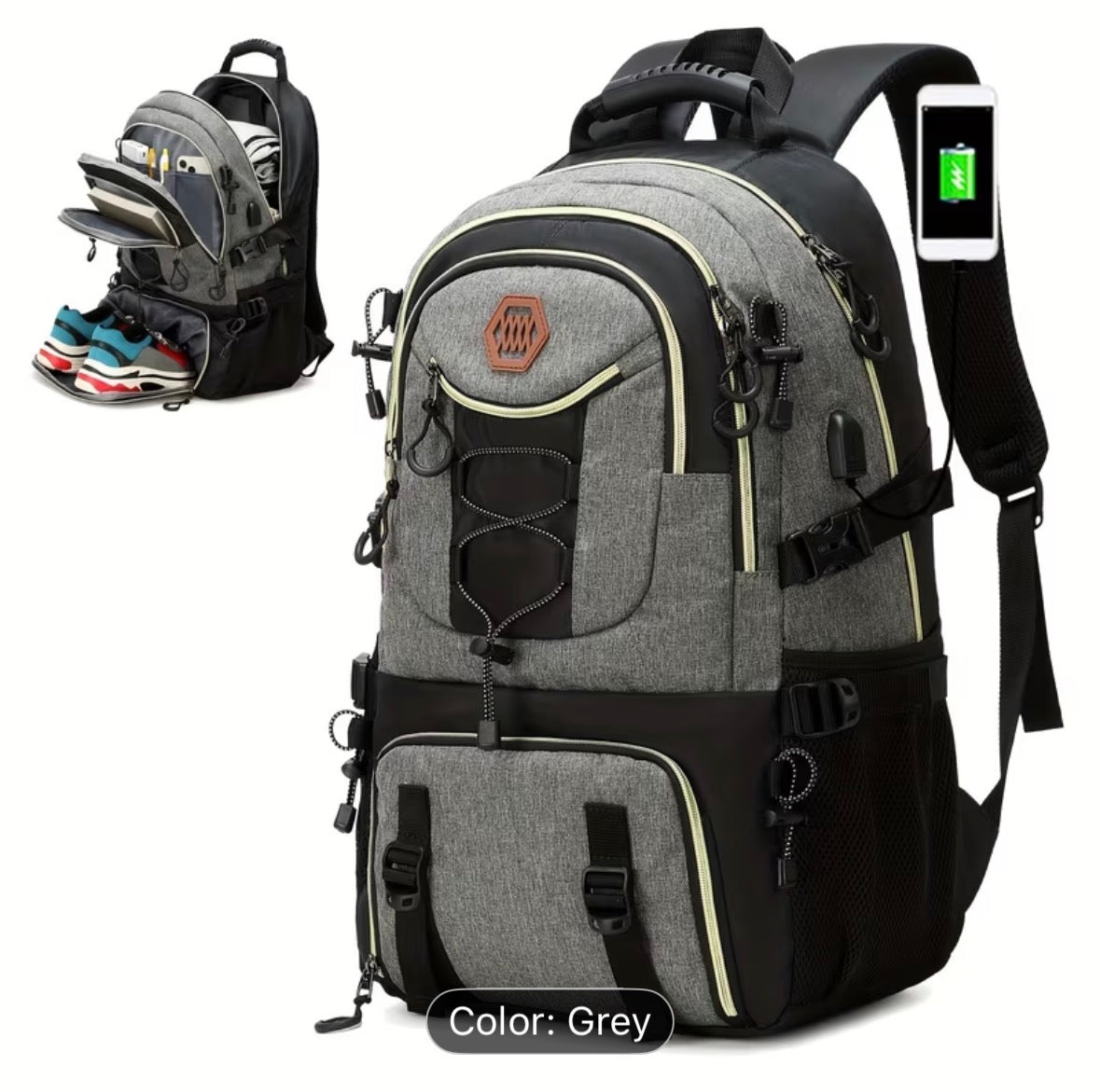 40L Large Travel Backpack for Men – Heavy Duty Hiking Backpack with Laptop Compartment & Shoe Storage - UltraChic