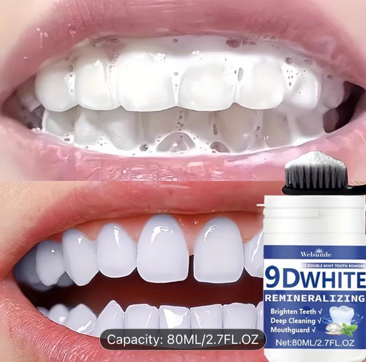 9D White Tooth Powder – Remineralizing, Whitening, Deep Cleaning & Fresh Breath for Oral Health