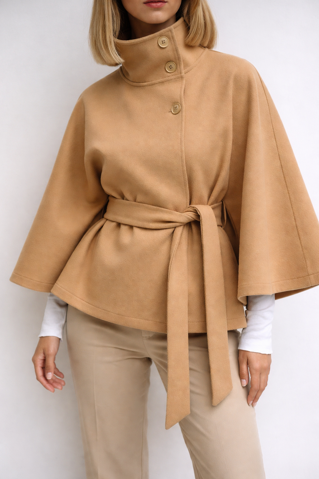 Women’s Hooded Wool Coat with Belt – Elegant Autumn Winter Outerwear - UltraChic