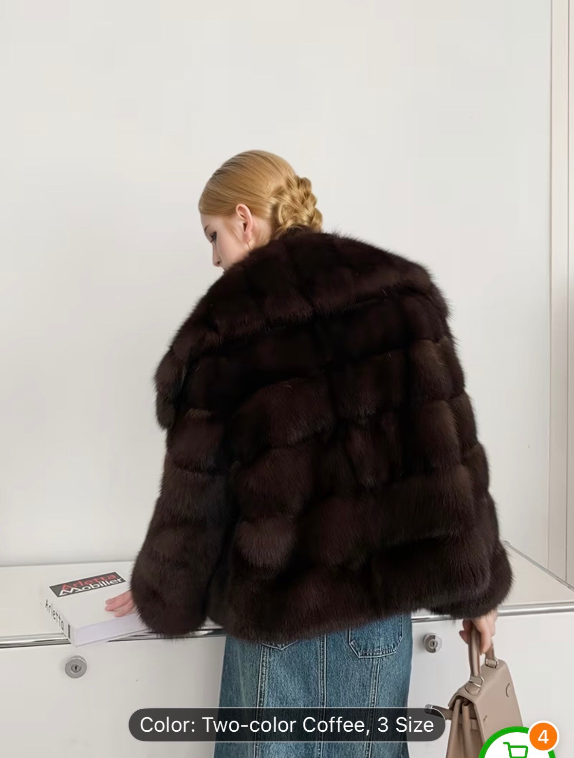 Women’s Elegant Faux Fur Coat – Long Sleeve Button-Up Fluffy Brown & White Winter Fashion Coat - UltraChic