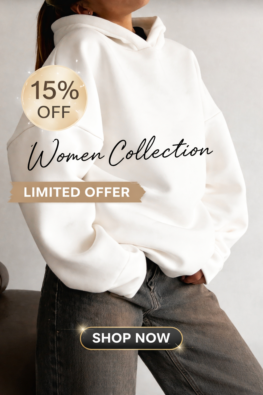 Women’s Minimalist Loose Fit Sweatshirt – Soft Solid Color Autumn Winter Casual Essential