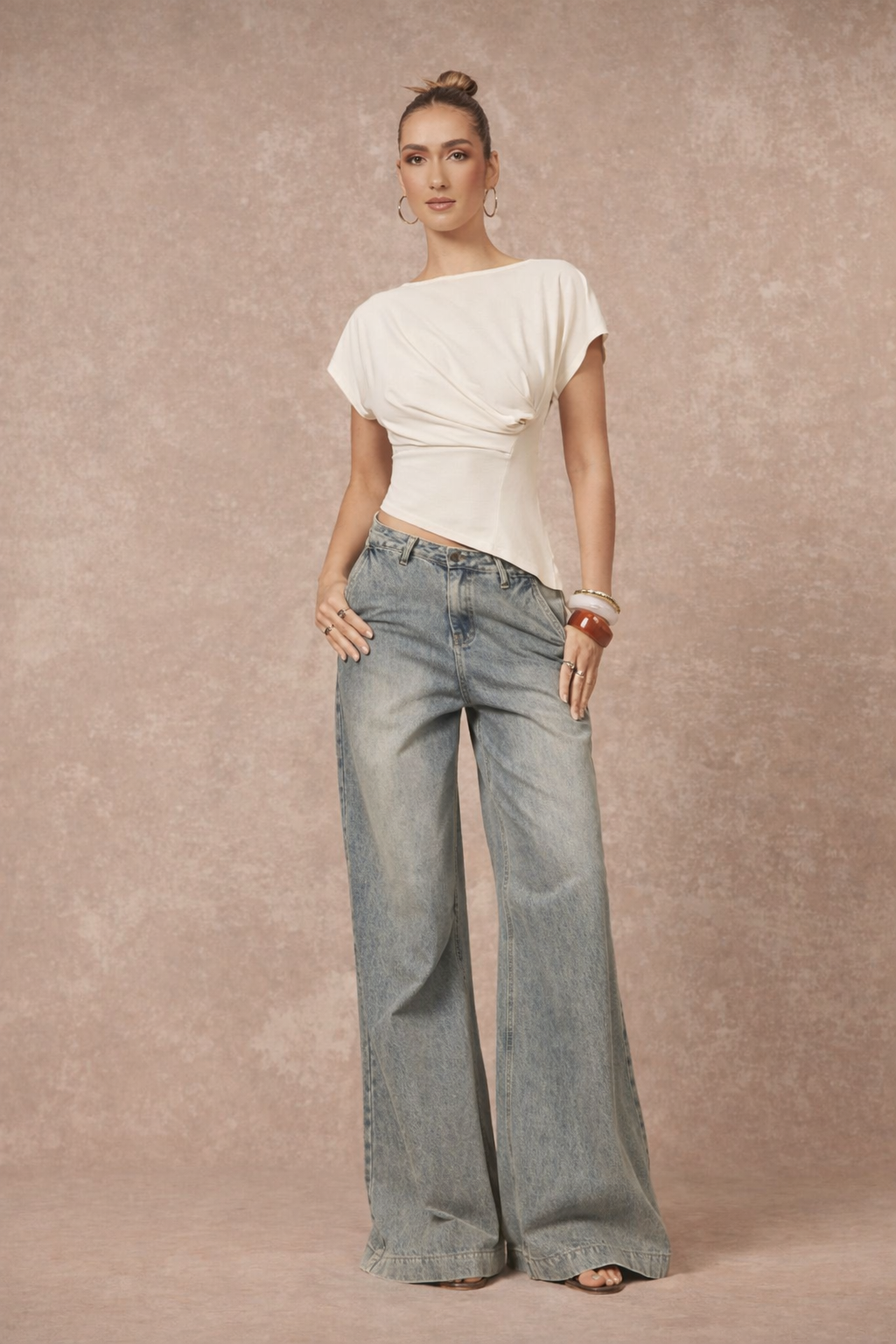 Women’s Pleated Asymmetric Hem Boat Neck Blouse – Elegant Spring Summer Occasion Top - UltraChic