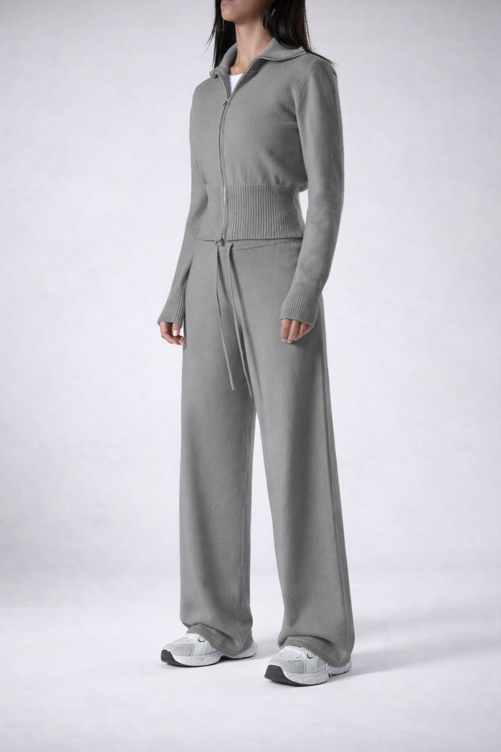 Women’s Zip-Up Knit Lounge Set Cozy Apricot Cardigan And Pants Fall Winter - UltraChic