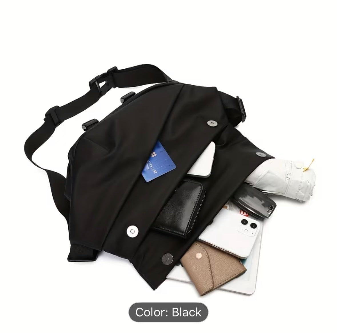 Stylish PU Crossbody Bag – Large Capacity, Magnetic Snap, Adjustable Shoulder Strap, Multiple Compartments for Daily & Outdoor Use