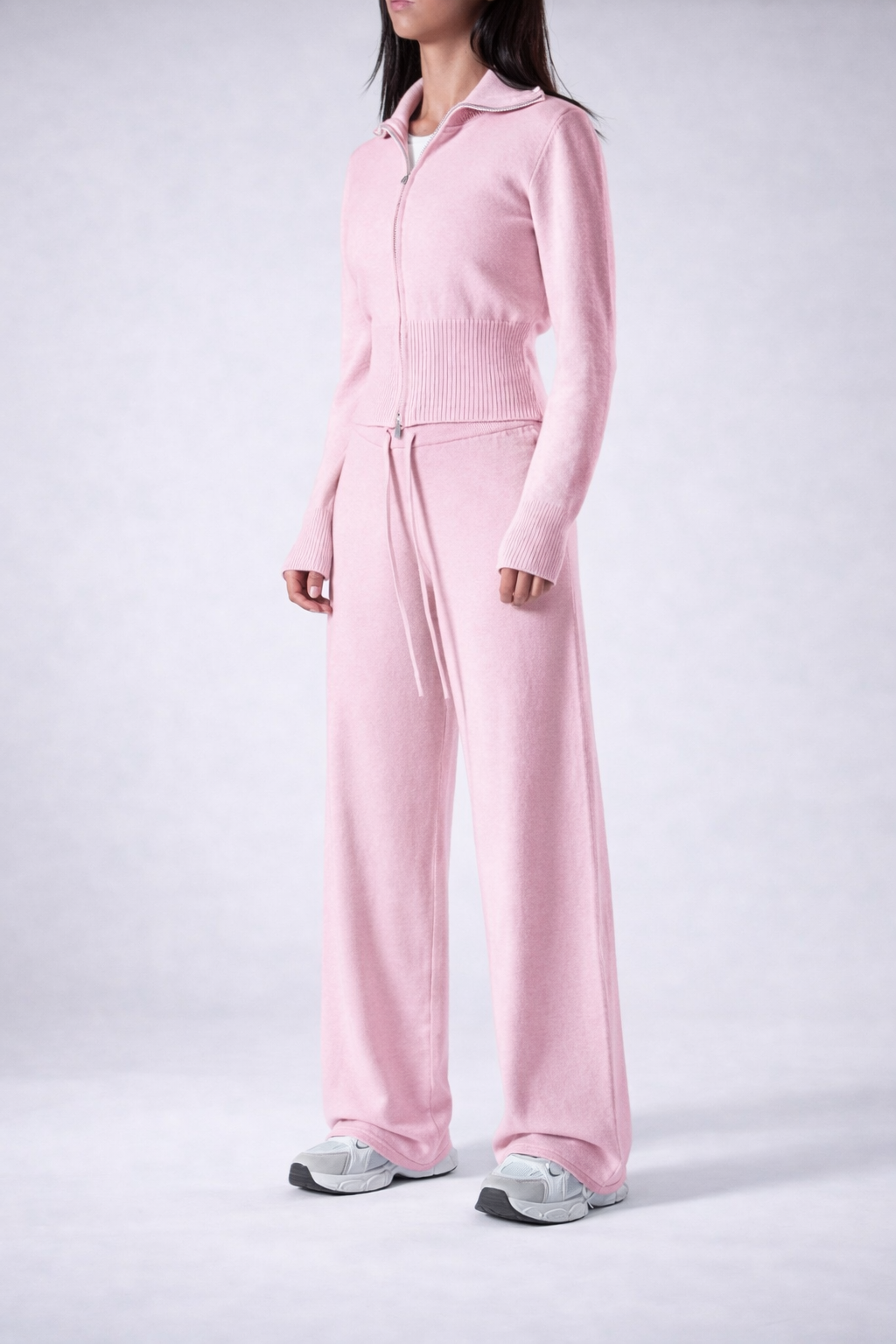 Women’s Zip-Up Knit Lounge Set Cozy Apricot Cardigan And Pants Fall Winter - UltraChic