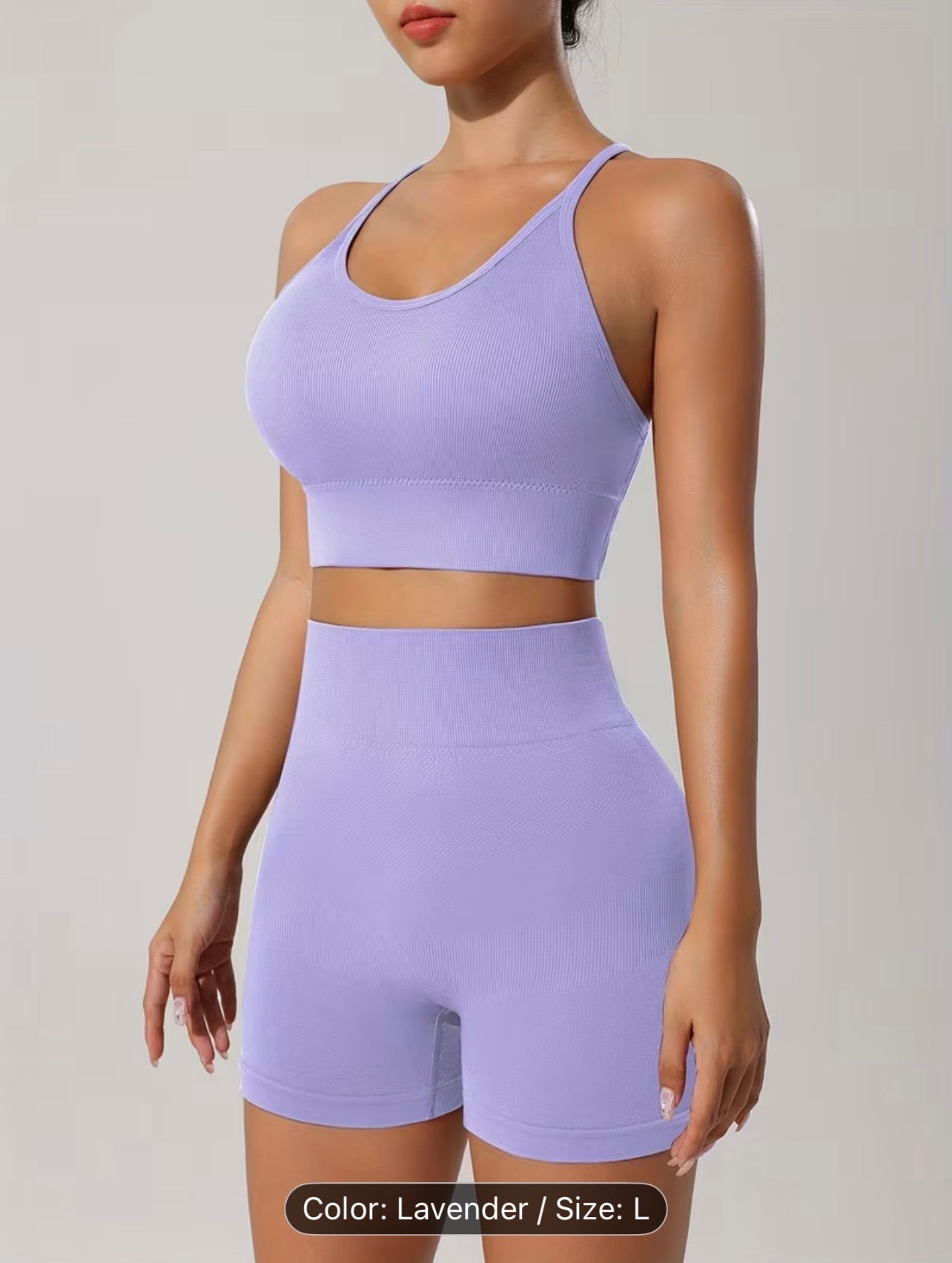 Women’s Seamless Sportswear Set – Cross-Back Breathable Summer Gym Outfit (Top & Shorts)