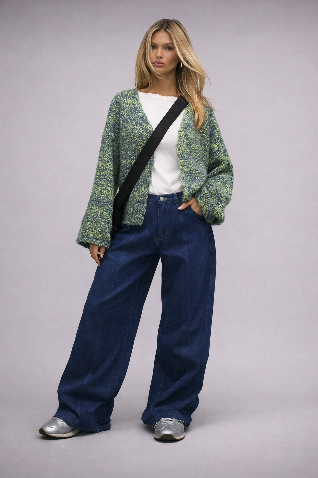 Women’s Oversized Flare Sleeve Knit Cardigan – Y2K 90s Casual Chic Sweater - UltraChic