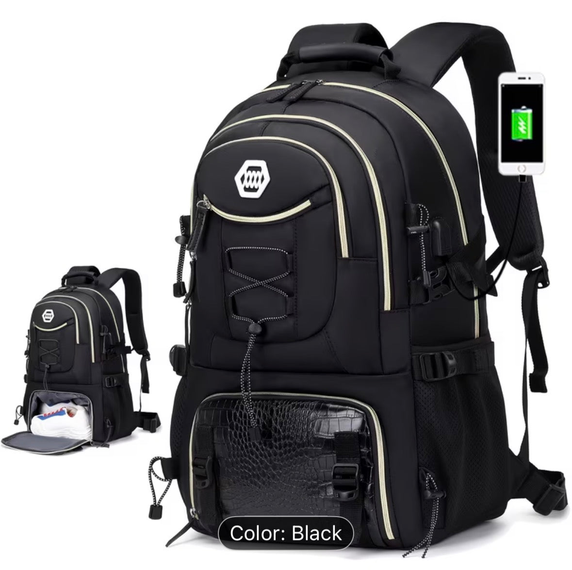 40L Large Travel Backpack for Men – Heavy Duty Hiking Backpack with Laptop Compartment & Shoe Storage - UltraChic