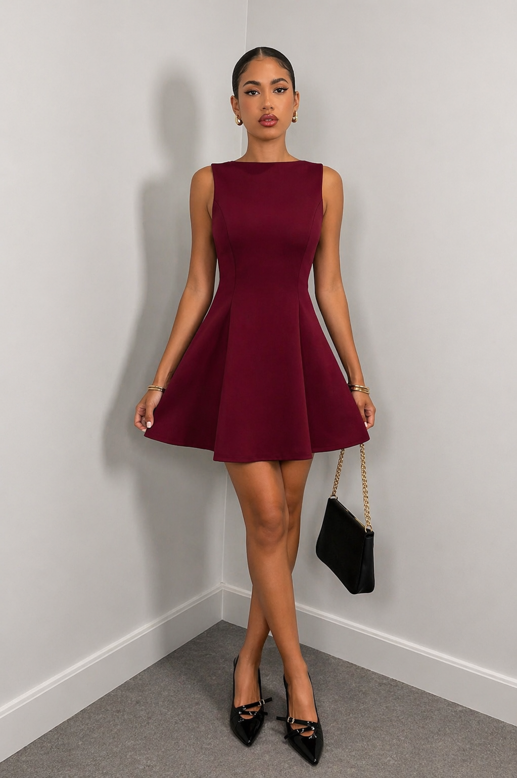 Women’s Ruffle Hem Elegant Dress – Sleeveless Elastic Waist Autumn Date Night Casual Chic Dress