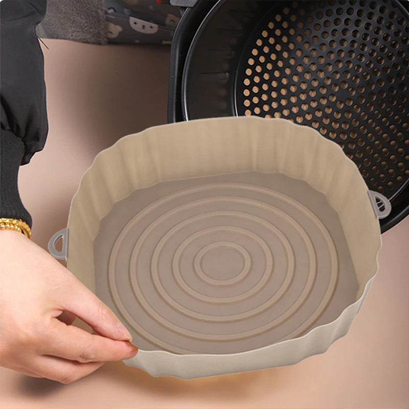 1/2/3PCS Reusable Air Fryer Silicone Pot Oven Baking Tray Airfryer Silicone Basket Pizza Fried Chicken Grill Pan Mat for Kitchen - UltraChic