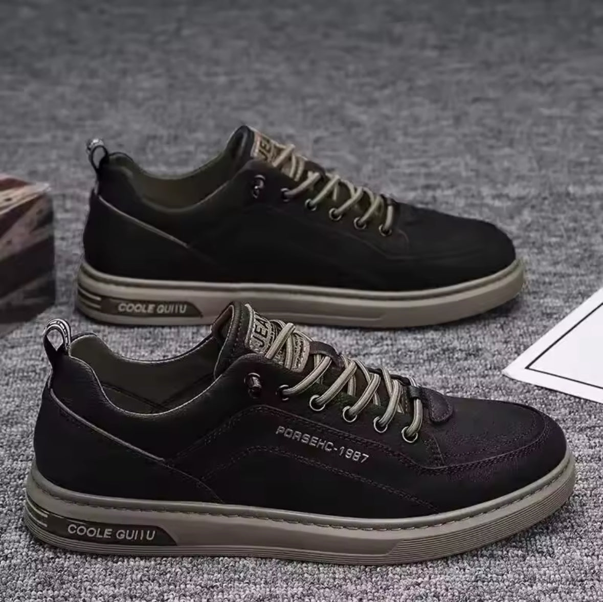 Men’s Leather Shoes – Stylish Fall Fashion Sneakers for Driving, Walking & Office Comfort, Slip-On Non-Slip Flats for Youthful Style!